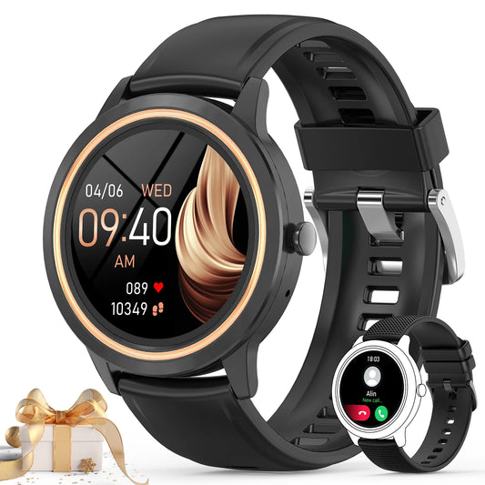 Smart Watch (Answer/Make Call), 1.32" Sports Smartwatch Compatible with Android and Ios Phones,Black