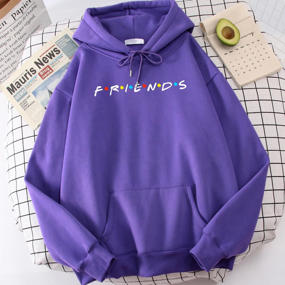 Sitcom Movie Friends Printed Mens Hoody Korean Fleece Sweatshirt Simple Crewneck Hooded Street Oversize Autumn Men'S Clothes